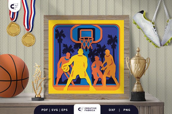 Basketball Game 3D Shadow Box SVG: A Unique Craft for Basketball Enthusiasts