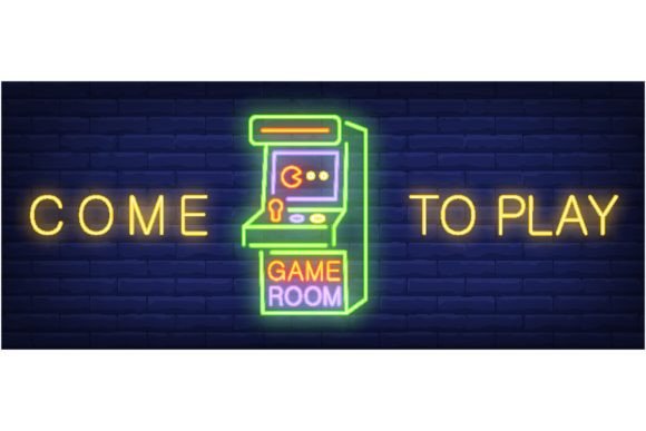 Come to Play, Game Room Neon Text with Arcade Vibe