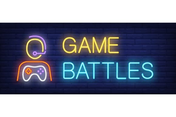 Game Battles Neon Text and Person with G: A Fusion of Design and Entertainment