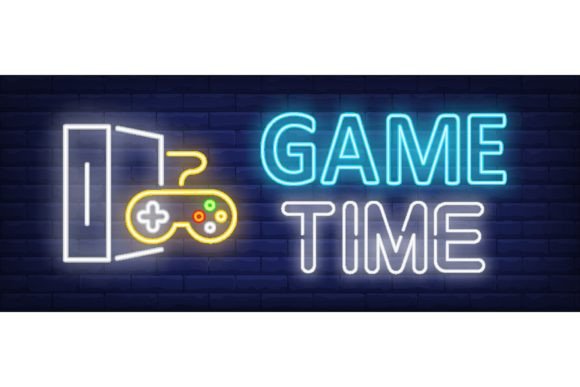 Game Time Neon Text with Game Console: A Bold Fusion of Design and Gaming Culture