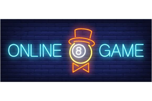 Online Game Neon Text with Ball in Hat: A Fusion of Nostalgia and Neon Aesthetics in Digital Design