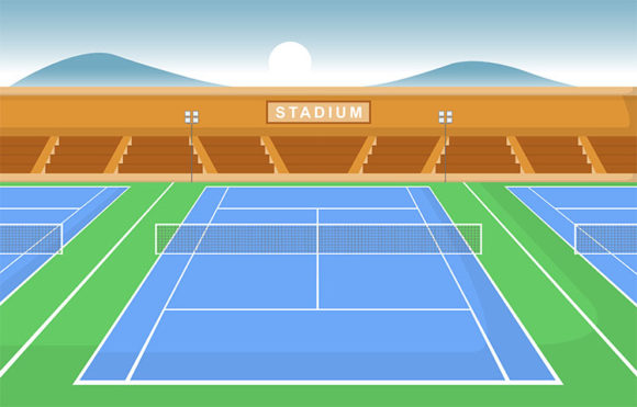Outdoor Tennis Court Stands Sport Game: A Versatile Visual for Recreation and Design Projects