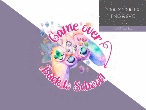 Pink Game Over, Back to School SVG PNG: Creative Design Files for Crafting and More