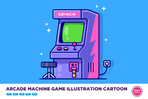 Reviving Retro Charm with Arcade Machine Game Illustration Cartoon